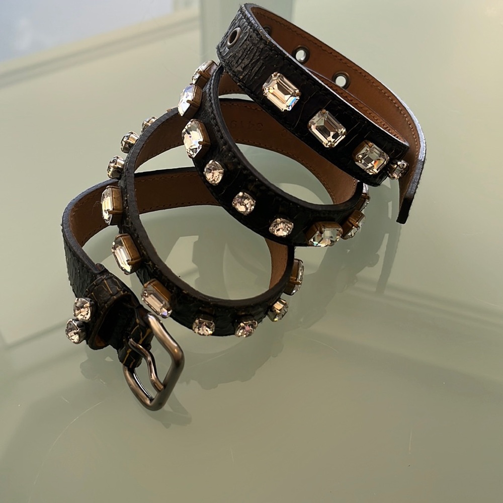 Miu miu leather black   Belt size 90/36 with a beautiful crystal